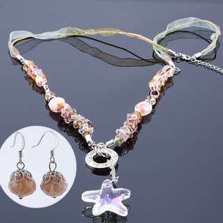 35% OFF JEWELRY SET PINK AMETHYST NECKLACE EARRINGS GOLD PLATED FOR 