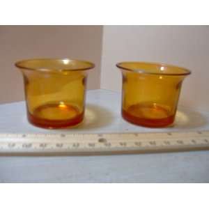  Set of 2 Amber Votive Candle Holders