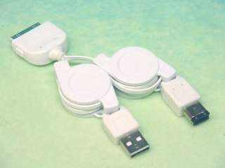 APPLE iPod Dual Retractable USB + FIREWIRE 1394 Y Cable  