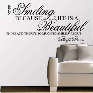 Marilyn Monroe Keep Smiling   WALL STICKER DECAL QUOTE ART MURAL Large 