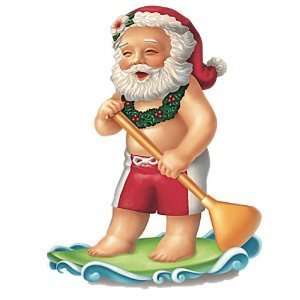 Hawaiian Paddleboarding Santa Christmas Ornament From Hawaii