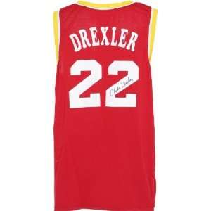  Clyde Drexler Signed Houston Rockets Throwback Jersey 