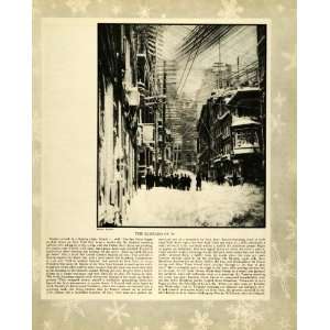 1933 Print Blizzard 1888 New York City Wall Street Snow Broadway Stock 