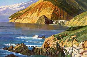 Orig. Oil Painting A Bridge in Big Sur 24 x 36 in.  