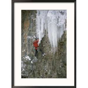  A Man Climbs a Cascade of Ice in Durango, Colorado Framed 