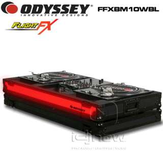 ODYSSEY FFXBM10WBL 10 LED FLIGHT FX LIGHT UP TURNTABLE COFFIN  