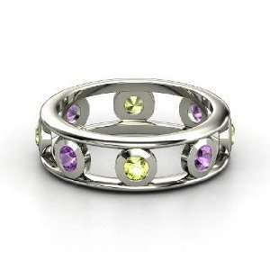  Dot Dash Band, Sterling Silver Ring with Peridot 