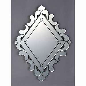   Diamond Shape Decorative Silver Accent Decor Wall Mount Glass Mirror
