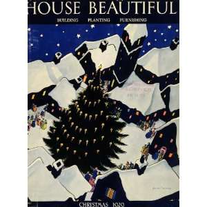  1929 Cover House Beautiful Christmas Tree Neighborhood 