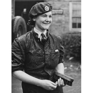  A Wet Waaf Woman Who Was Cleaning a Lorry During World War 