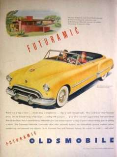 1948 FUTURAMIC OLDSMOBILE CONVERTIBLE   FRANK LLOYD WRIGHT DESIGN AD