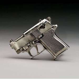   Mini Glok Gun Silver Finishing Plain Belt Buckle 