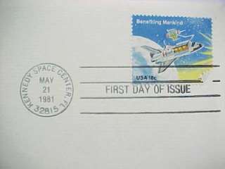 1981 Space Shuttle Satellite Launch Gold FDC US Stamp  