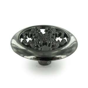 Village expression   1 1/2 diameter filigree cross knob in black nick