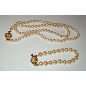  Carolee Cream Pearl Necklace and Bracelet 