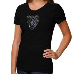  Pac 12 Ladies Rhinestone Logo T Shirt   Black Sports 