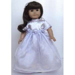 Violet Satin Evening Dress with Hair Bow. Fits 18 dolls like American 