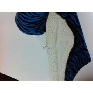   Blanket Queen Plush Faux Fur Blue Zebra Winter Blankets Borrego throw