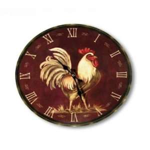  Country Roman NUMERAL Farm Rooster Wall Clock