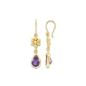 Amethyst Flower Earrings in 14K Yellow Gold