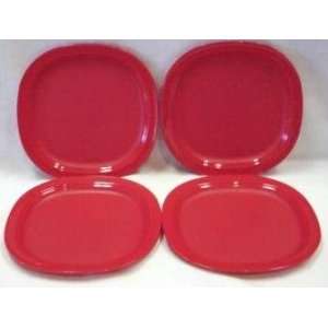  Tupperware Red Lunch Dinner Picnic Plates Set Kitchen 