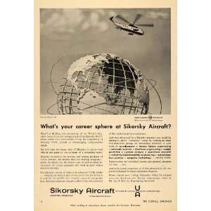 1964 Ad Sikorsky Aircraft Corp. S 61N Unisphere Earth   Original Print 