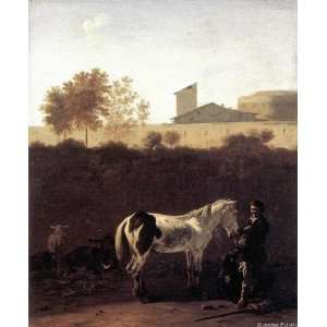    Italian Landscape with Herdsman and a Piebald Horse