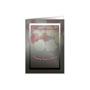 Foster Parents Anniversary, pale roses Card