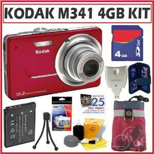  Kodak Easyshare M341 12.2MP Digital Camera in Red + 4GB 