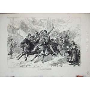   1877 War Charing Horses Nicopolis Soldiers People Town