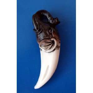  100% Handcarved Ox Bone Netsuke Lucky Elephant 