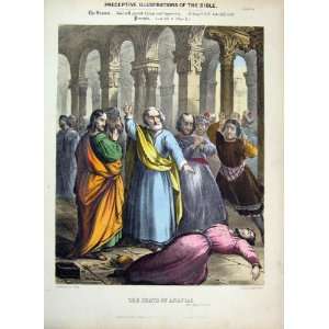  Death Ananias 1870 Illustrations Bible Colour Print