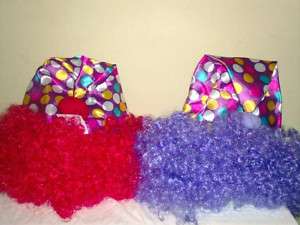 NEW Fun Polka Dot Costume CLOWN HAT & Curly Afro WIG red or purple 