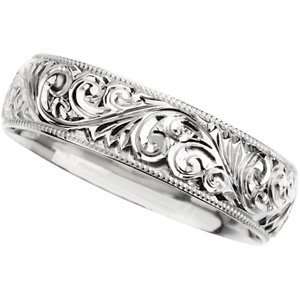  Platinum Hand Engraved Band Ring   Size 7   JewelryWeb 