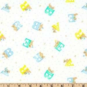  44 Wide Flannel Alphabears Blue Fabric By The Yard Arts 