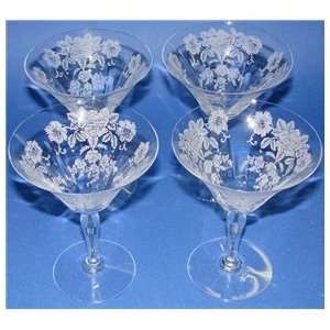 Morgantown Picardy Champagne Sherbet Elegant Glass Stems (4)  