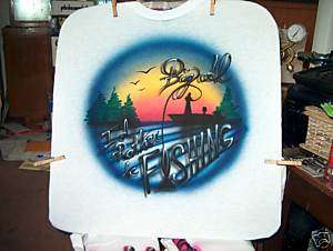 FISHING Airbrushed T shirt Personalized All Sizes to 6X  