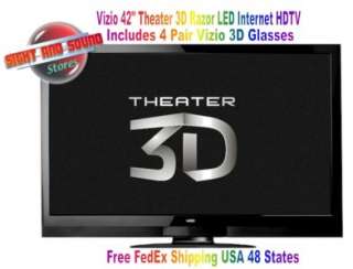 Vizio 42 Theater 3D Edge Lit Razor LED Internet HDTV + 4 Pair Glasses 