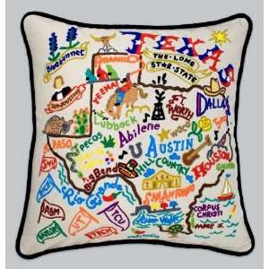  Cat Studio Embroidered State Pillow   Texas Patio, Lawn 