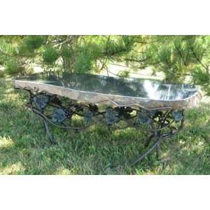  Woodland Granite Stone Boulder Bench with Forged Iron Legs 