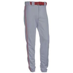 Relaxed Long 17 Oz. Piped Polyester Baseball Pants 332 SILVER/SCARLET 