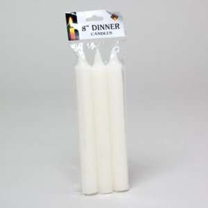  White Taper Dinner Candles 8 3 Pack Case Pack 48 