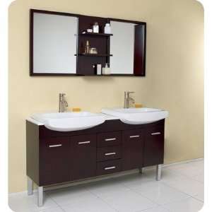  Vetta Espresso Modern Double Sink Bathroom Vanity w 