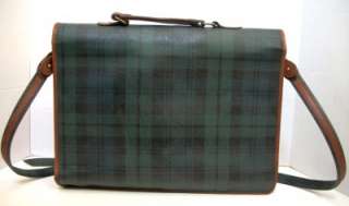 Vintage Polo Ralph Lauren Plaid Messenger Bag Briefcase Blackwatch 