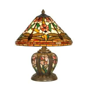  TT90171 Dragonfly Table Lamp, Antique Bronze and Art Glass Shade