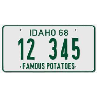 1968 IDAHO STATE PLATE  EMBOSSED WITH YOUR CUSTOM NUMBER   This plate 