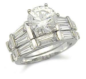 CZ Wedding Rings   2.75 Carats Silver Cubic Zirconia Engagement Ring 