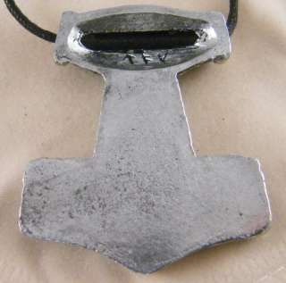 Pewter Viking Skane Thors Hammer Replica  Green Jewel  