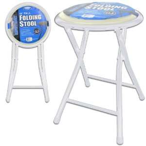  18 Inch Cushioned Folding Stool with Safety Lock   White 