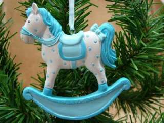 New Babys First Blue Rocking Horse Christmas Ornament  